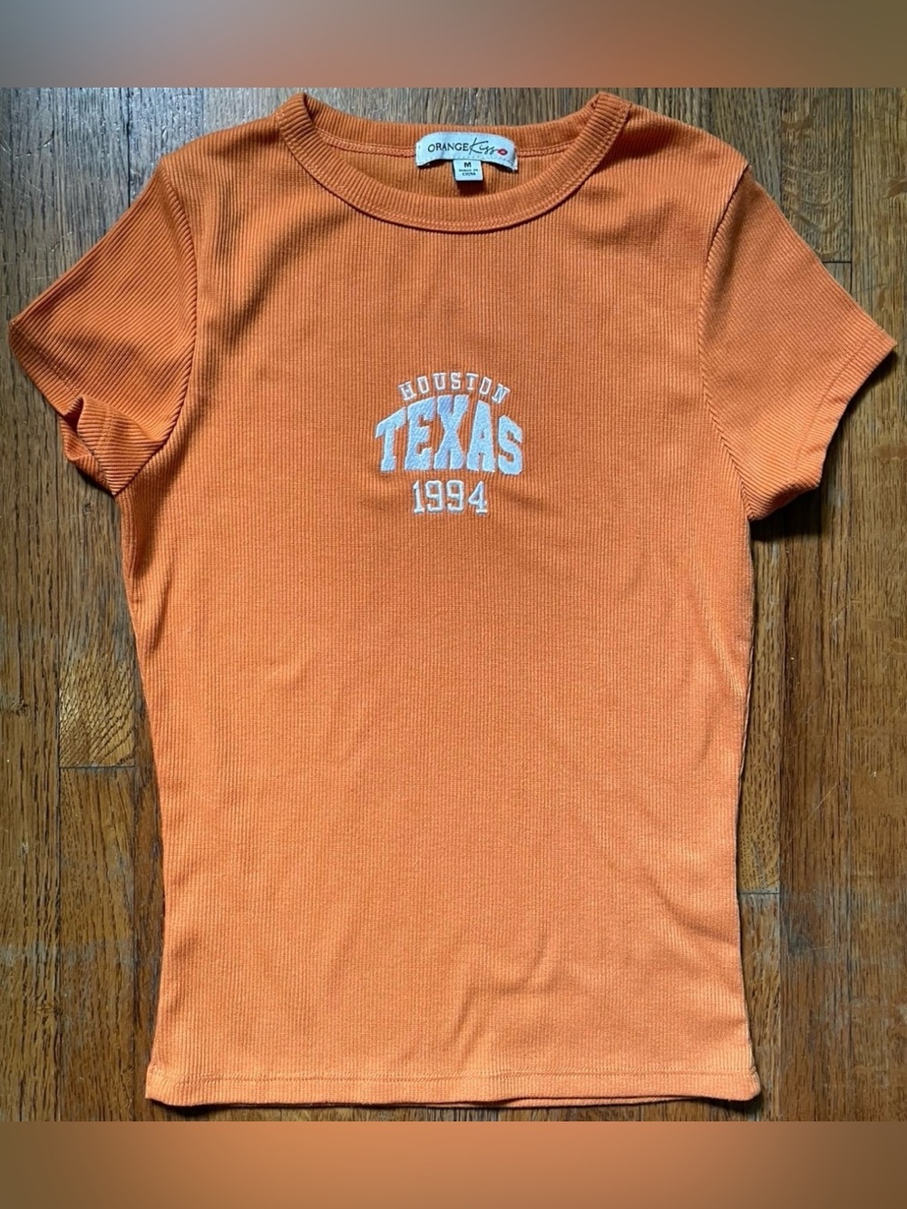 Orange Crewneck 'Houston Texas 1994' Short Sleeve Top